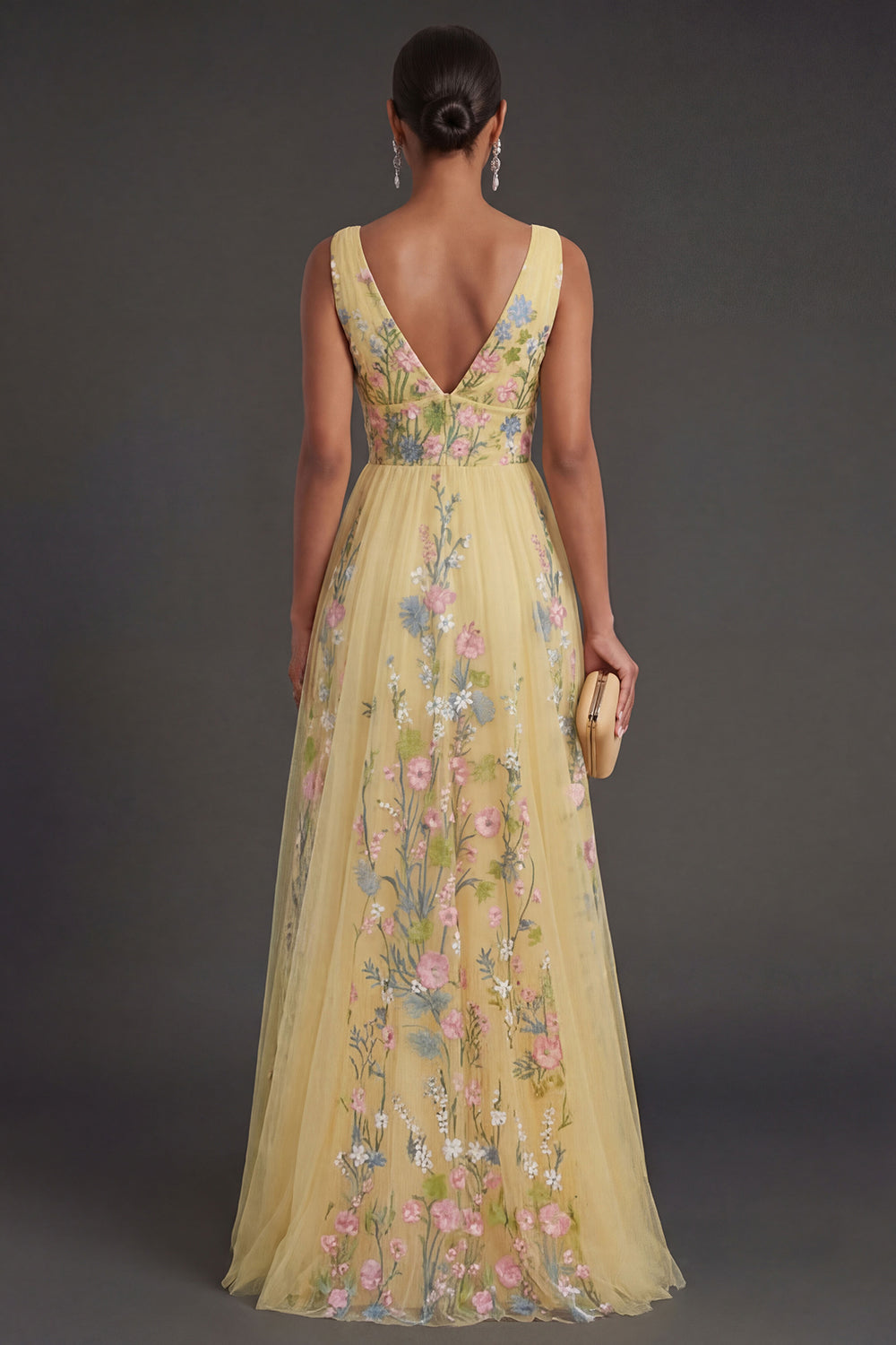 KERSTIN | FLORAL A-LINE MAXI DRESS - Yellow