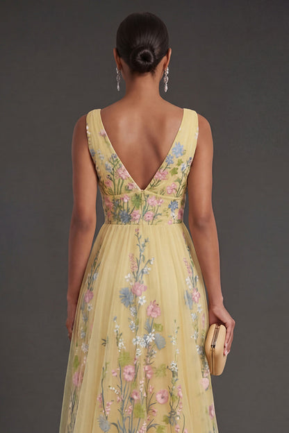 KERSTIN | FLORAL A-LINE MAXI DRESS - Yellow