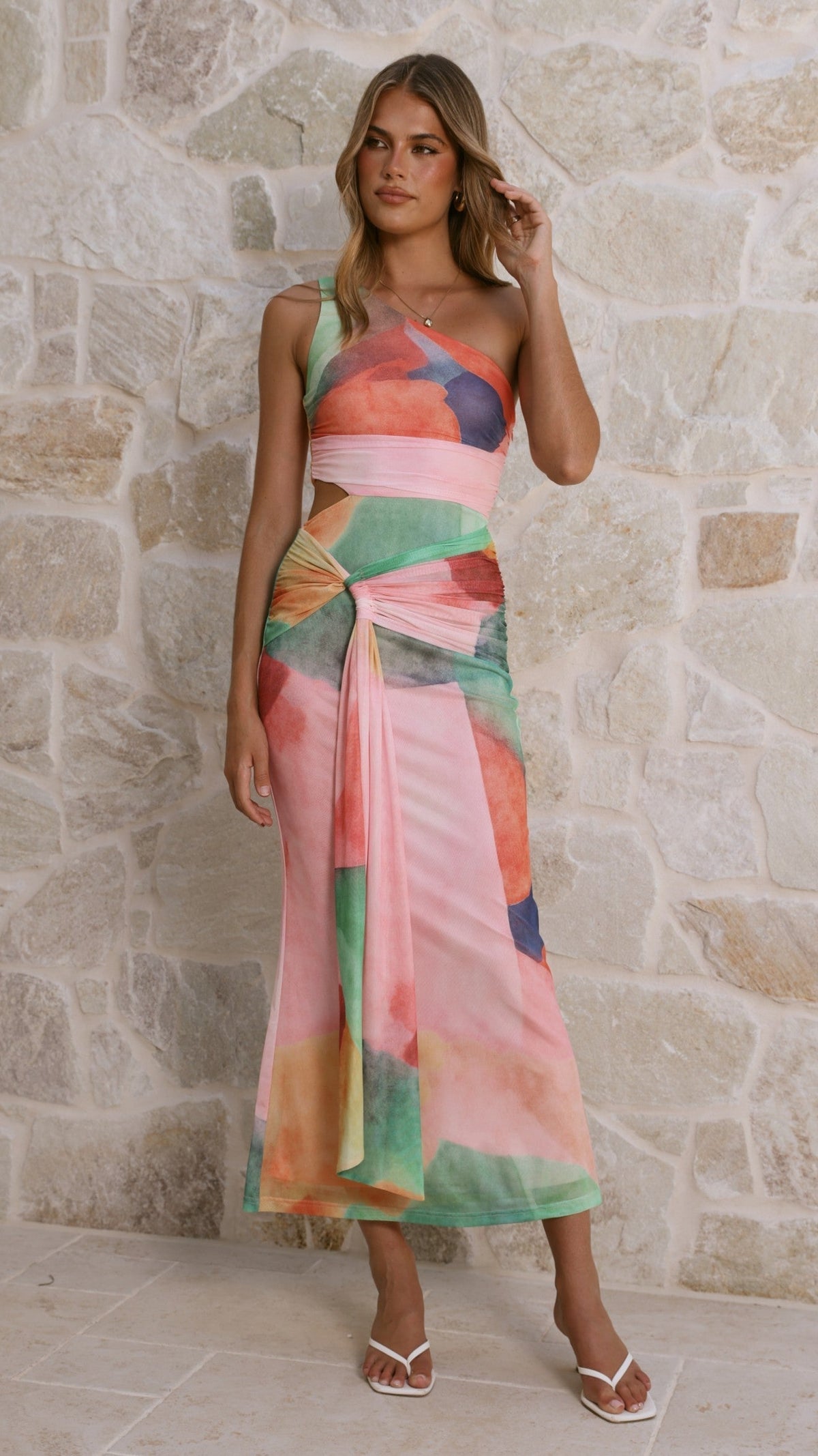 KOURT | CUTOUT MAXI DRESS - Cream Multi