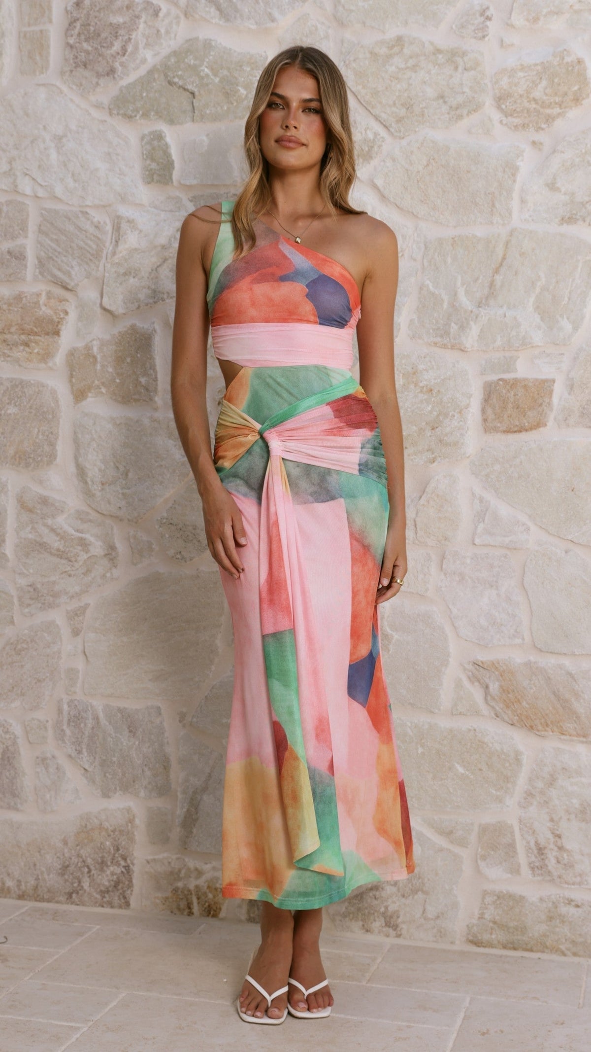 KOURT | CUTOUT MAXI DRESS - Cream Multi