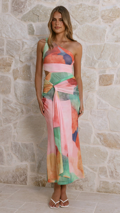 KOURT | CUTOUT MAXI DRESS - Cream Multi
