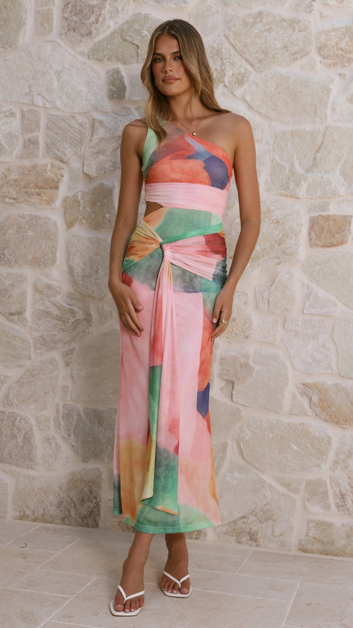 KOURT | CUTOUT MAXI DRESS - Cream Multi