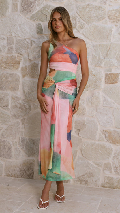 KOURT | CUTOUT MAXI DRESS - Cream Multi