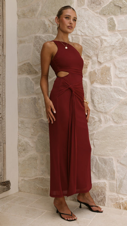 KOURT | CUTOUT MAXI DRESS - Wine Red