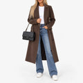 LAIKEN | LONGLINE NOTCH LAPEL COAT - Chocolate Brown