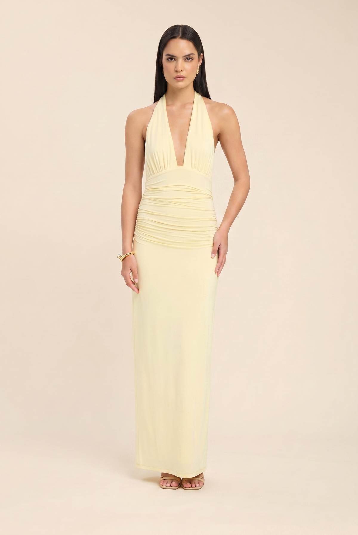 LAIS | HALTER MAXI DRESS - Butter Yellow