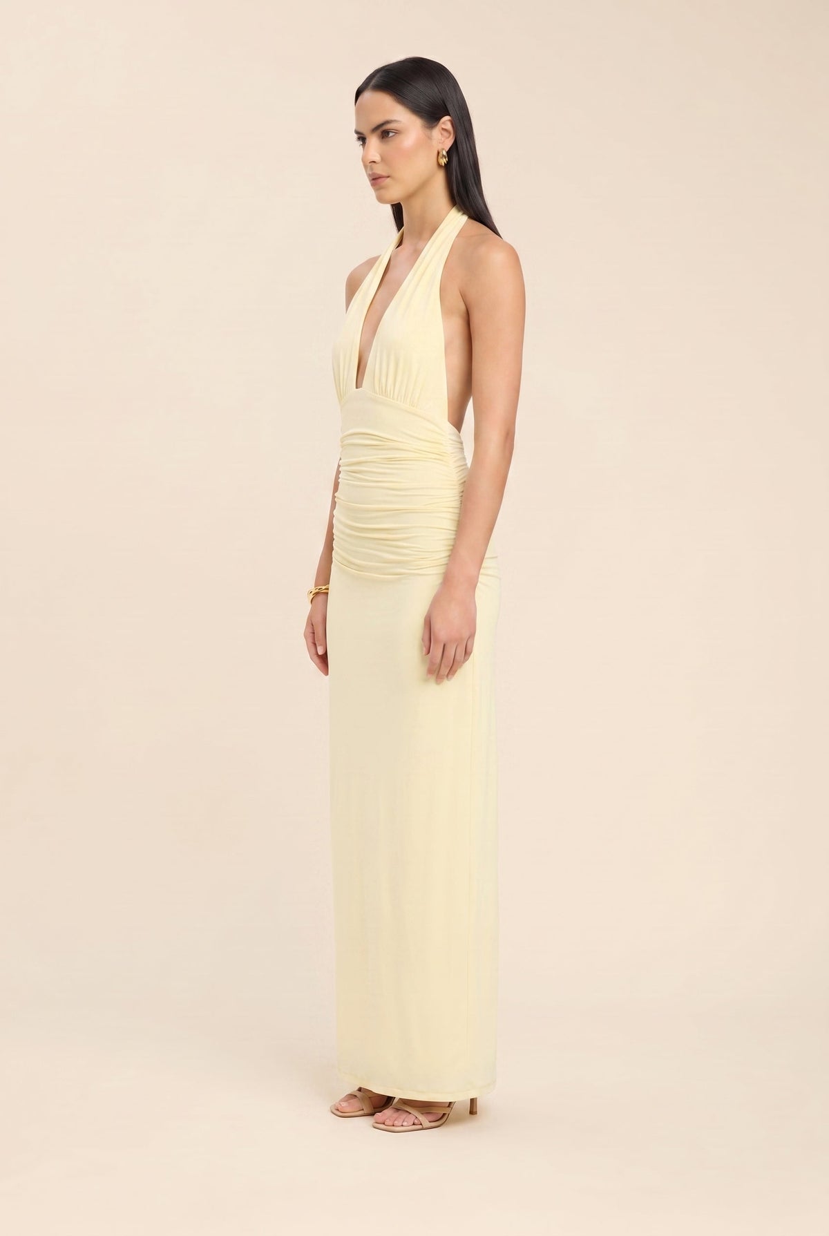 LAIS | HALTER MAXI DRESS - Butter Yellow
