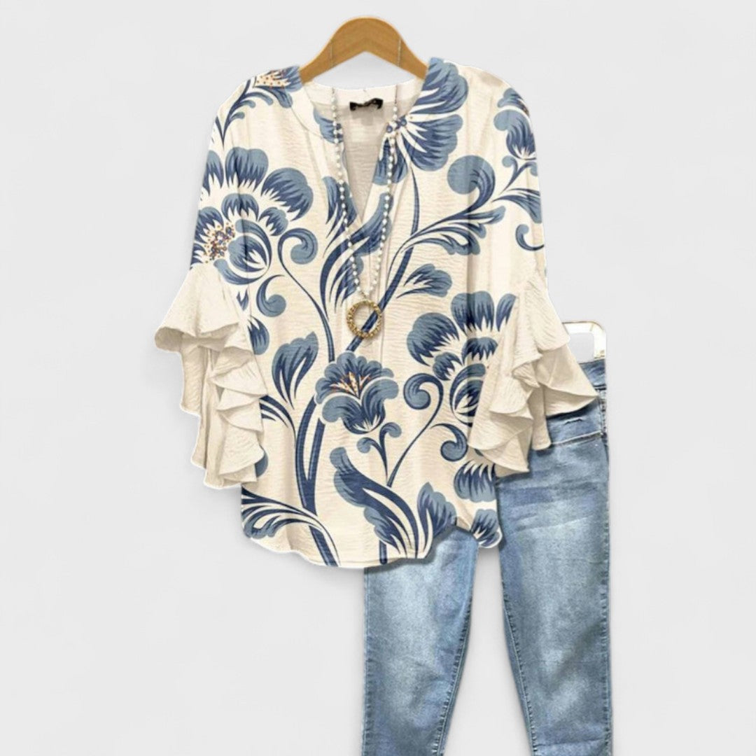 LARISA | RUFFLE SLEEVE TOP - White