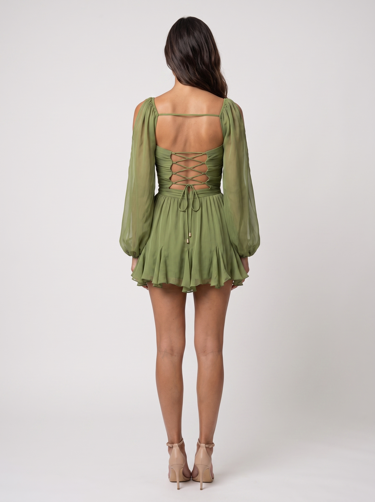 LARK | WRAP MINI DRESS - Olive Green