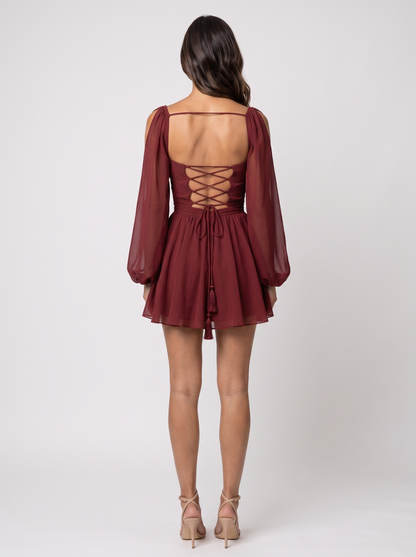 LARK | WRAP MINI DRESS - Rust Red