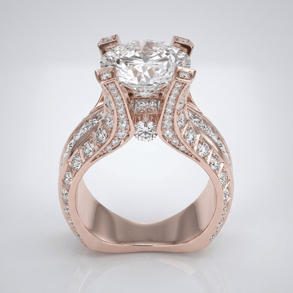 LEIGHTON | ROUND HALO RING - Rose Gold