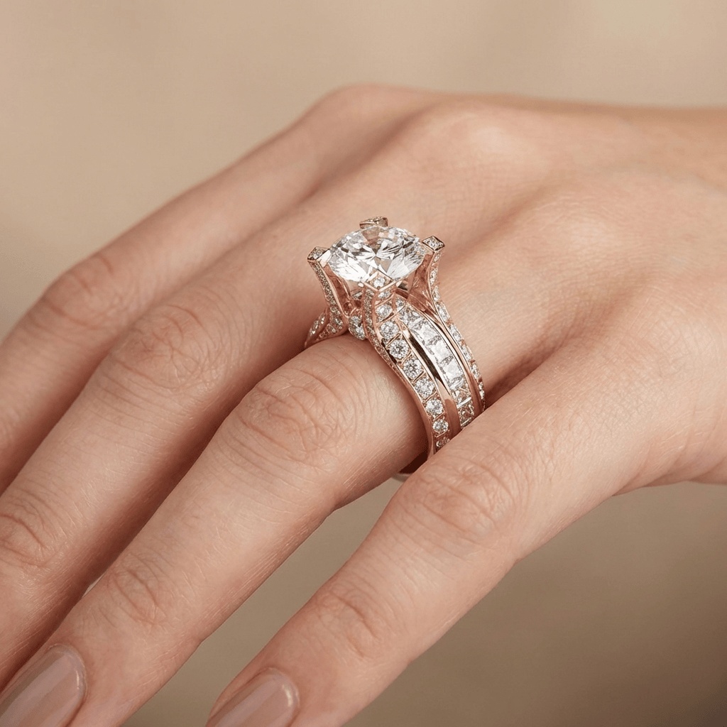 LEIGHTON | ROUND HALO RING - Rose Gold