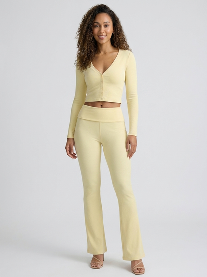 LENE | FLARE PANT SET - Butter Yellow