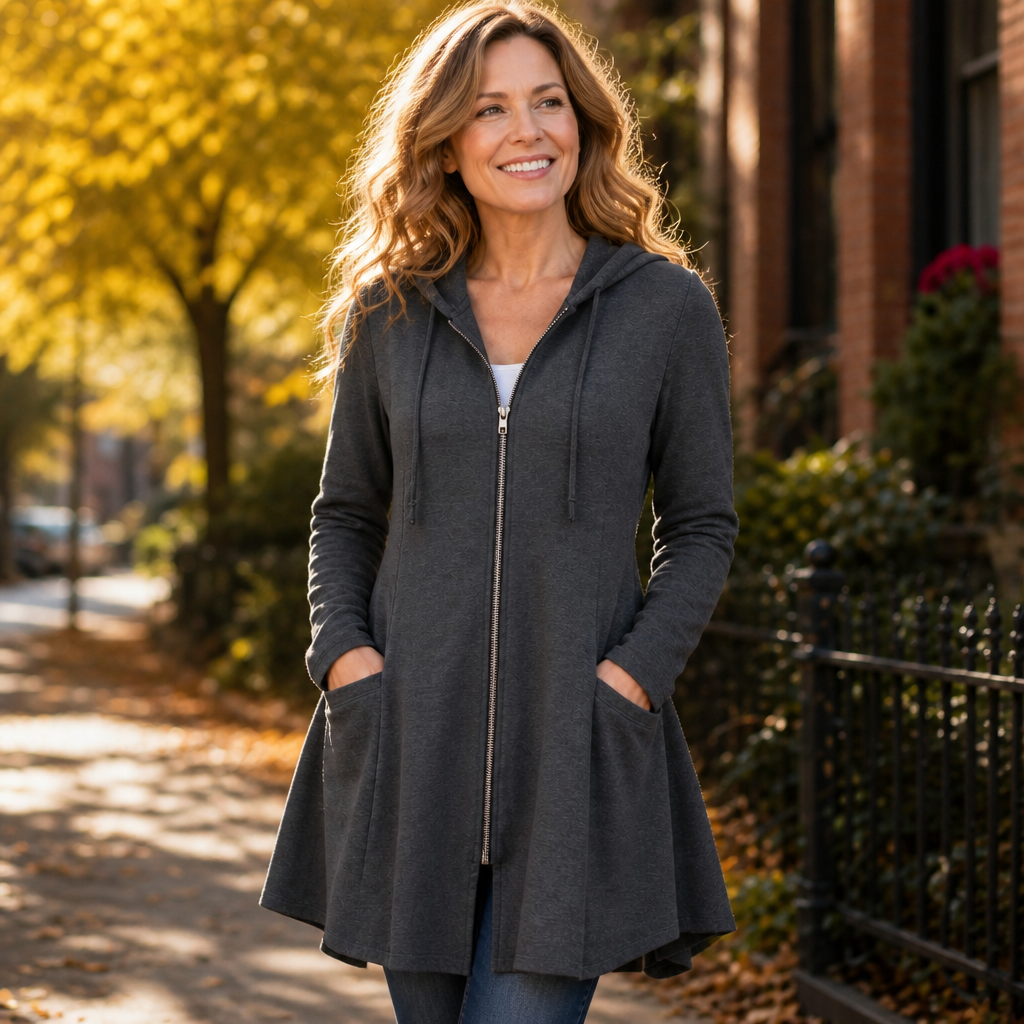 LIANNA | LONGLINE HOODED ZIP JACKET - Gray