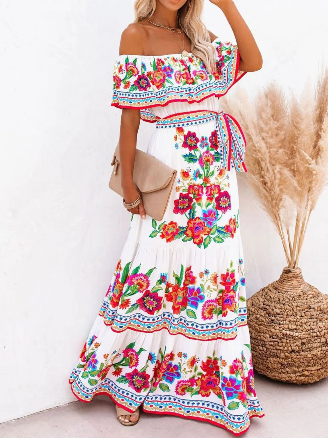 LILIANE | FLORAL MAXI DRESS - White Floral