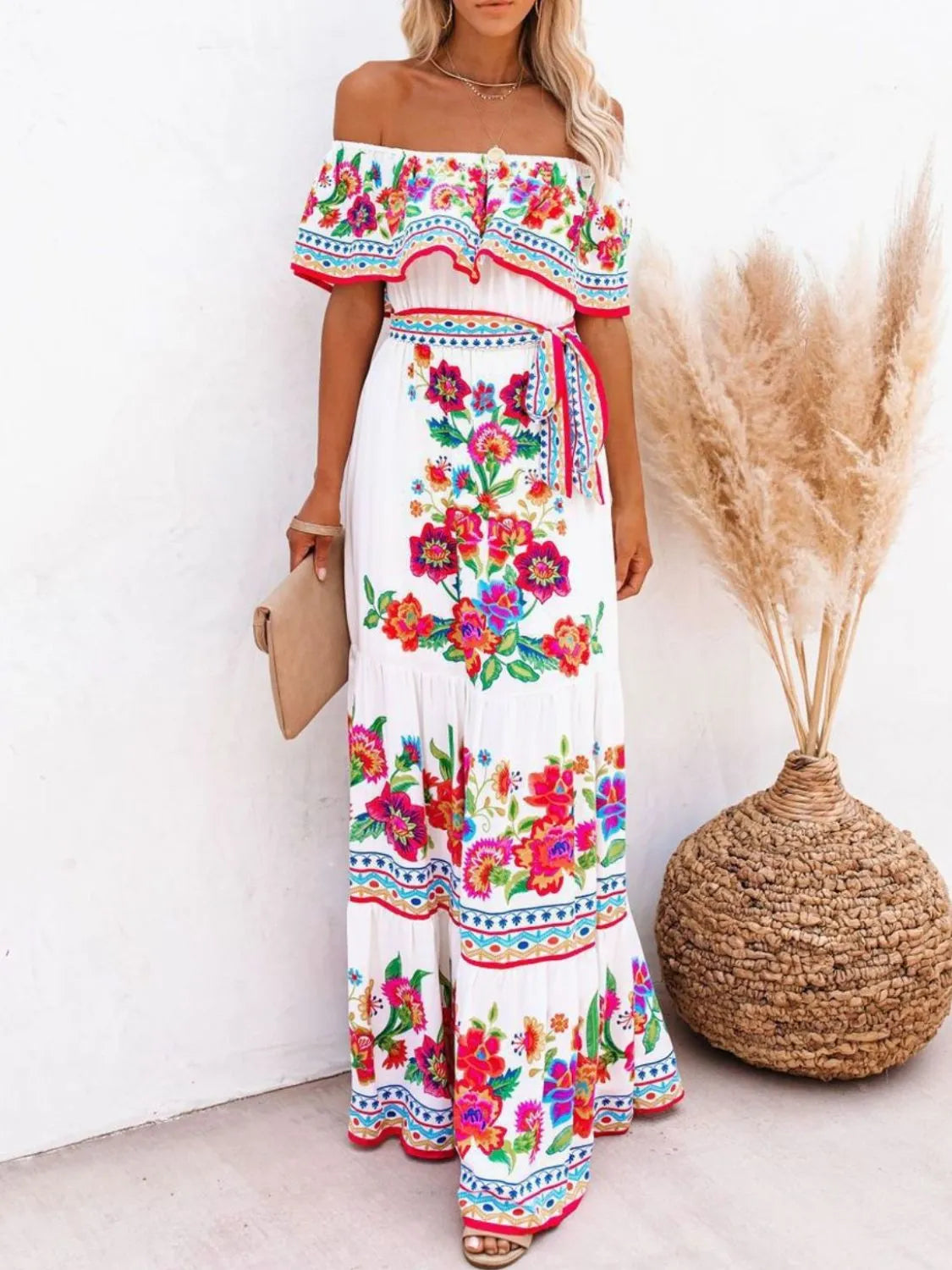 LILIANE | FLORAL MAXI DRESS - White Floral