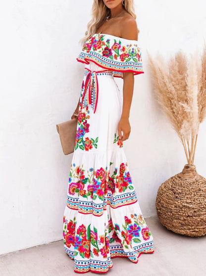 LILIANE | FLORAL MAXI DRESS - White Floral