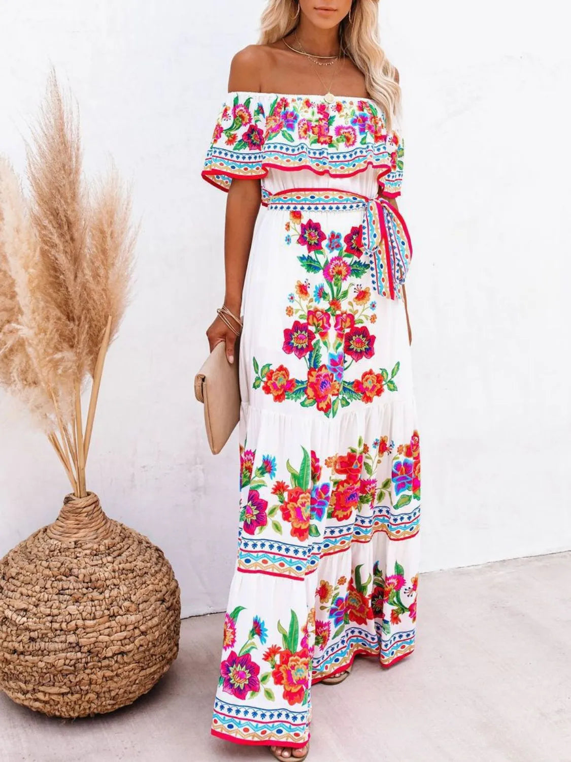 LILIANE | FLORAL MAXI DRESS - White Floral