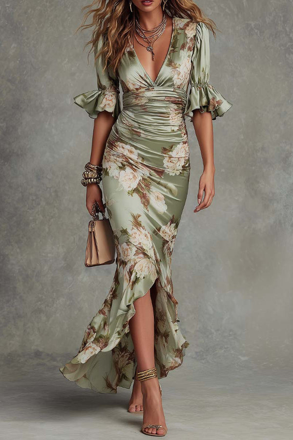 LILOU | FLORAL MAXI DRESS - Sage Floral