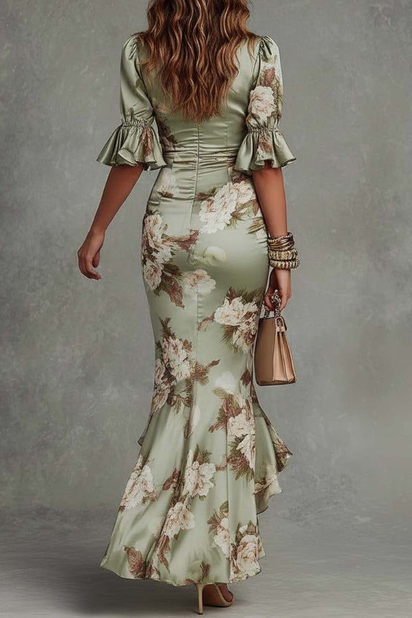 LILOU | FLORAL MAXI DRESS - Sage Floral