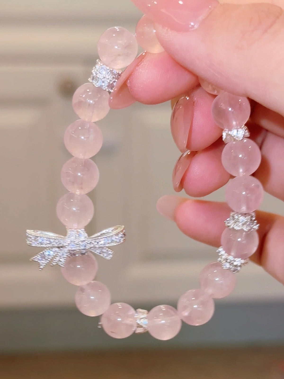 LINNET | PINK BEAD BOW BRACELET - Pink