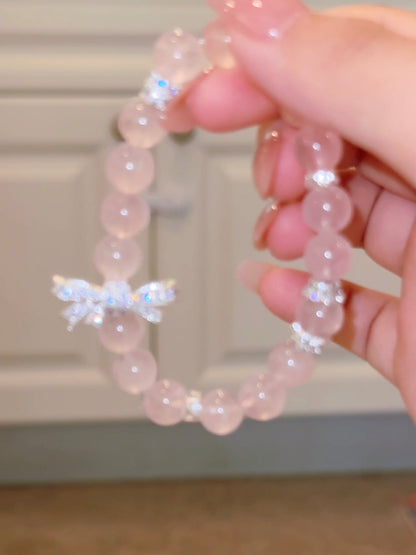 LINNET | PINK BEAD BOW BRACELET - Pink