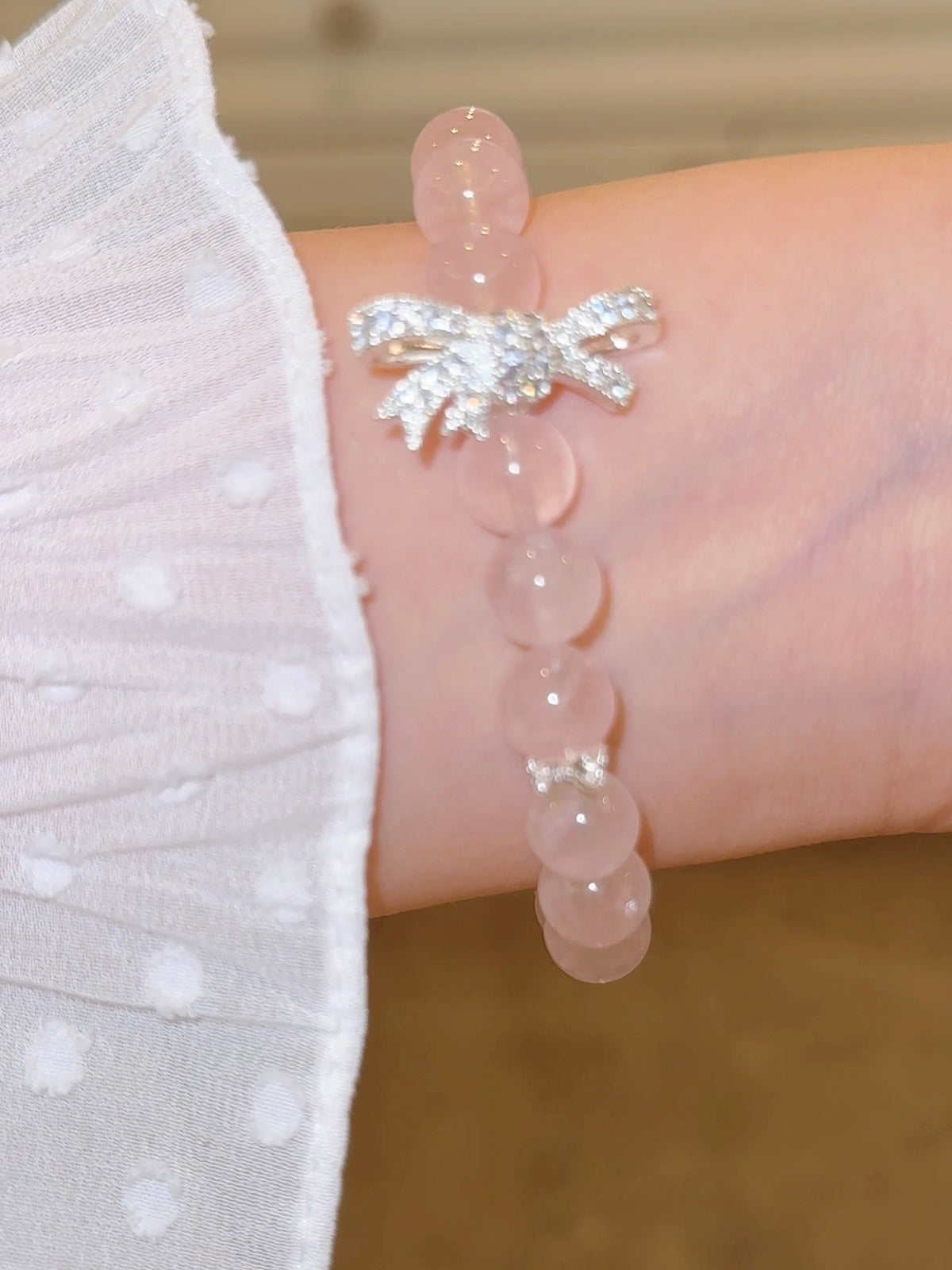 LINNET | PINK BEAD BOW BRACELET - Pink