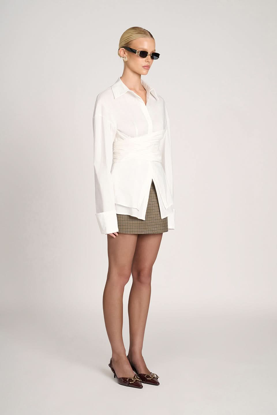 LIORA | SINCHED BLOUSE - White, front