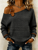 LIYA | ASYMMETRIC OFF SHOULDER BUCKLE TOP - Charcoal Gray