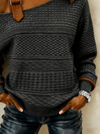 LIYA | ASYMMETRIC OFF SHOULDER BUCKLE TOP - Charcoal Gray