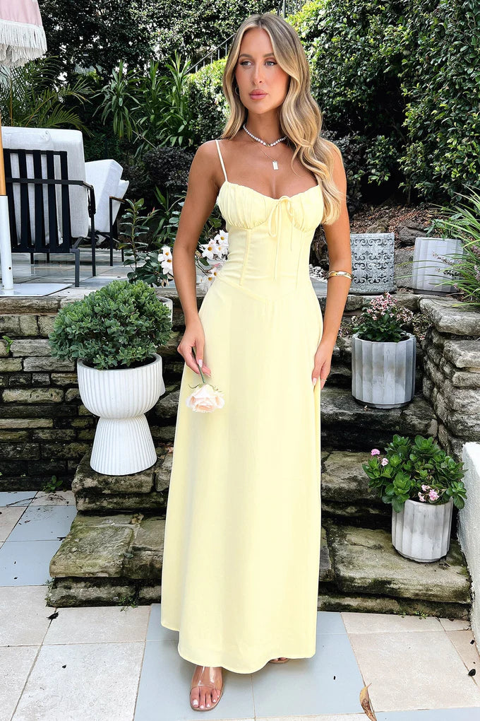 LORIKA | CORSET MAXI DRESS - Butter Yellow