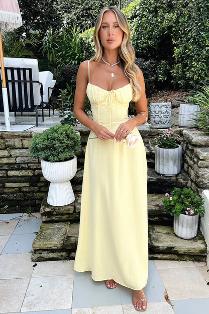 LORIKA | CORSET MAXI DRESS - Butter Yellow