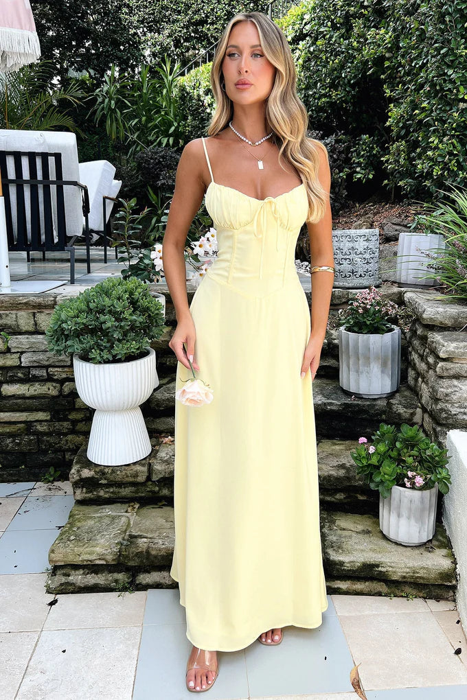 LORIKA | CORSET MAXI DRESS - Butter Yellow