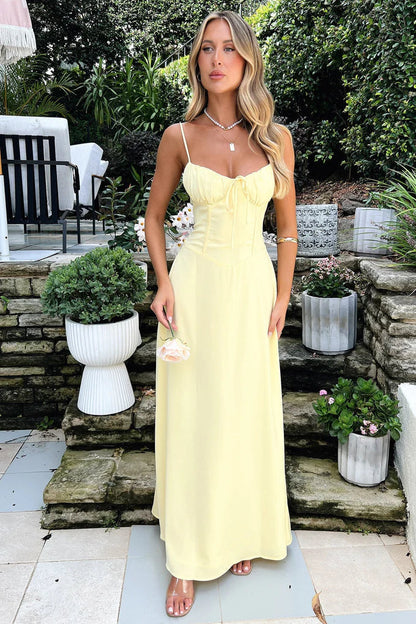 LORIKA | CORSET MAXI DRESS - Butter Yellow