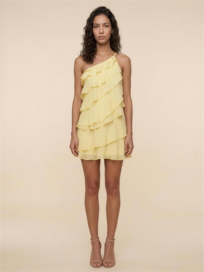 LORRAINE | TIERED MINI DRESS - Lemon