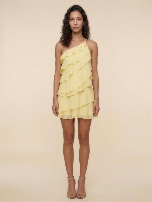 LORRAINE | TIERED MINI DRESS - Lemon