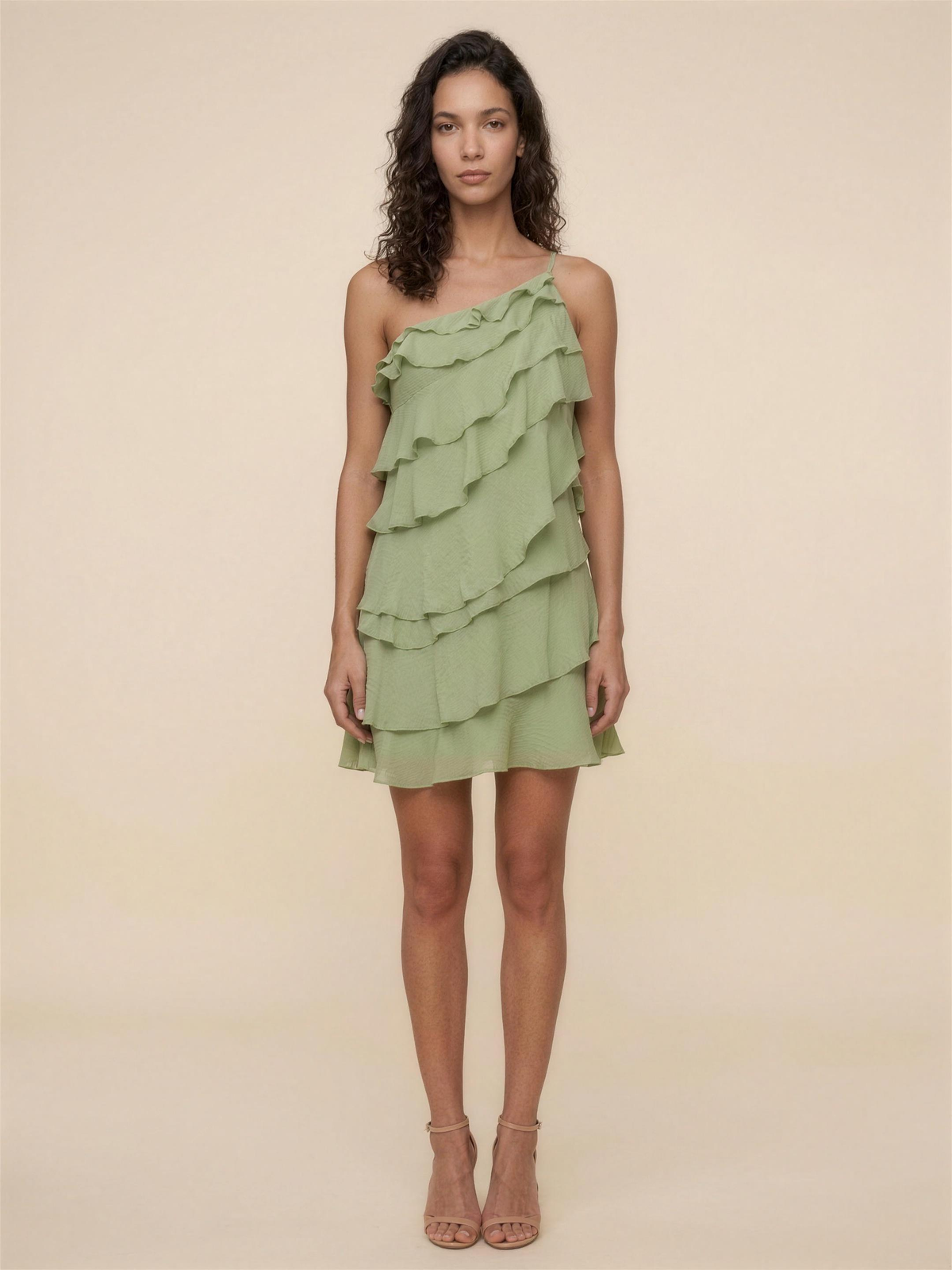 LORRAINE | TIERED MINI DRESS - Sage
