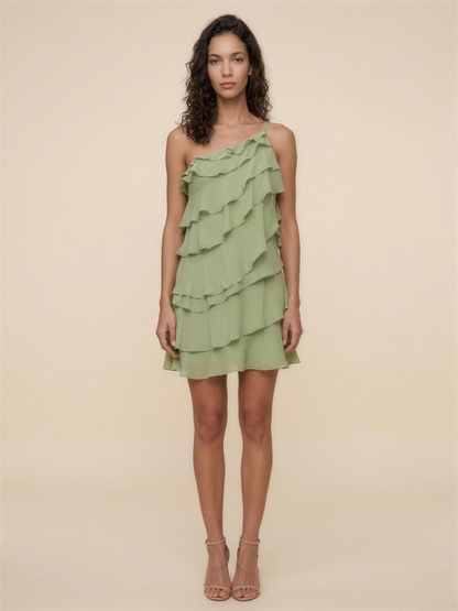 LORRAINE | TIERED MINI DRESS - Sage