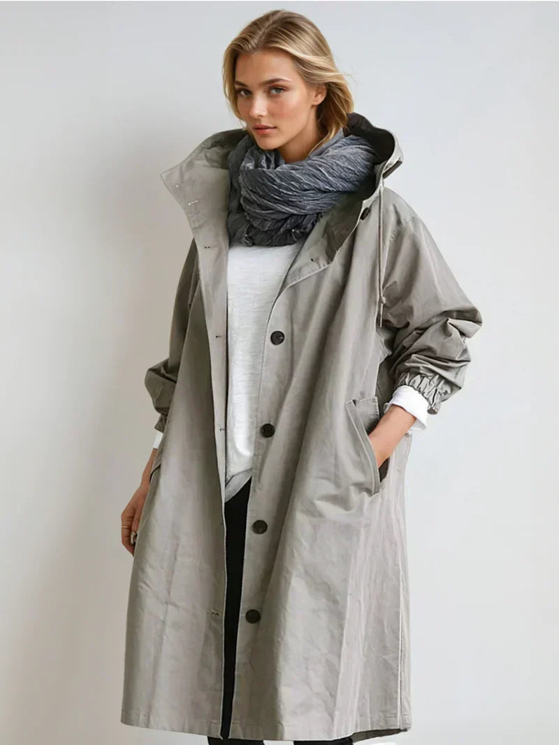 LUANA | OVERSIZED HOODED LONGLINE RAINCOAT - Gray