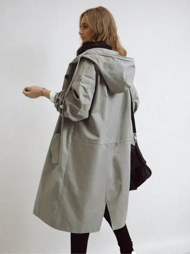 LUANA | OVERSIZED HOODED LONGLINE RAINCOAT - Gray
