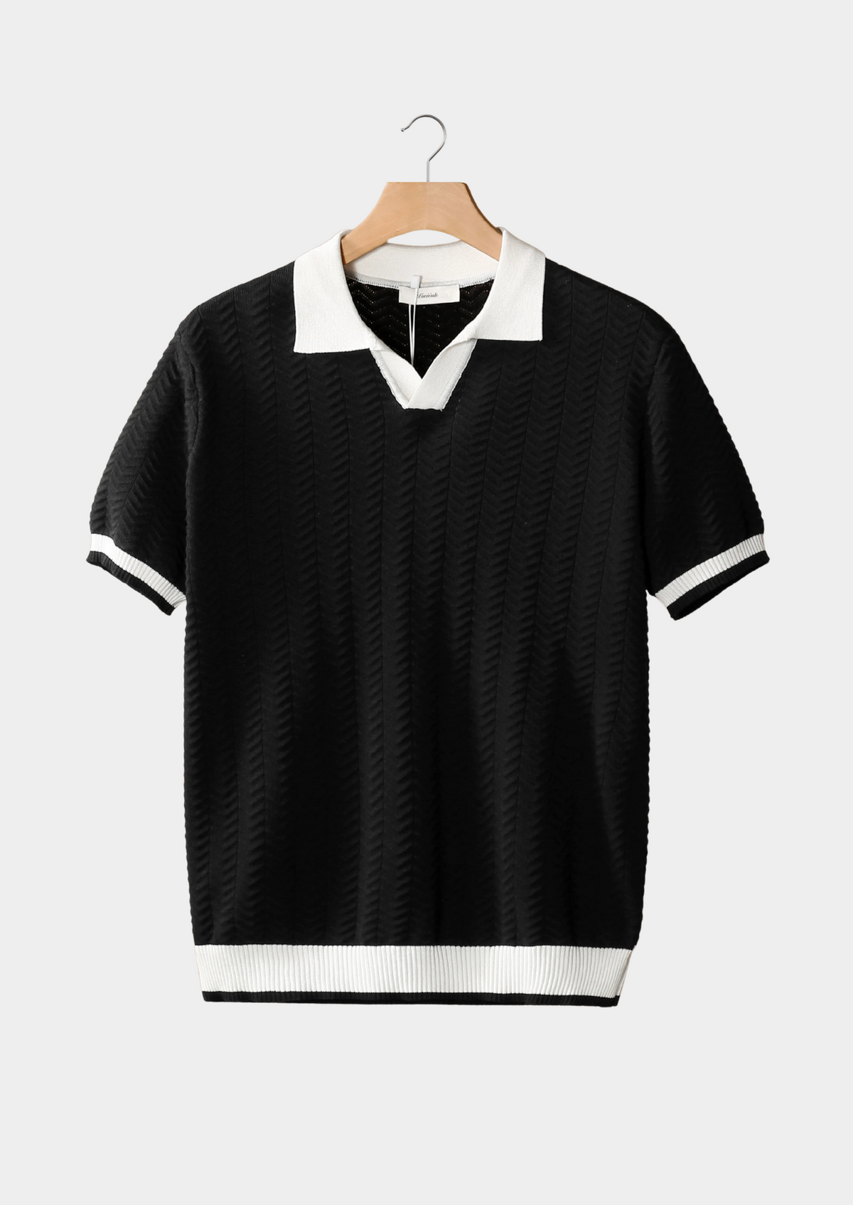 LUCA | TEXTURED POLO SHIRT - Black