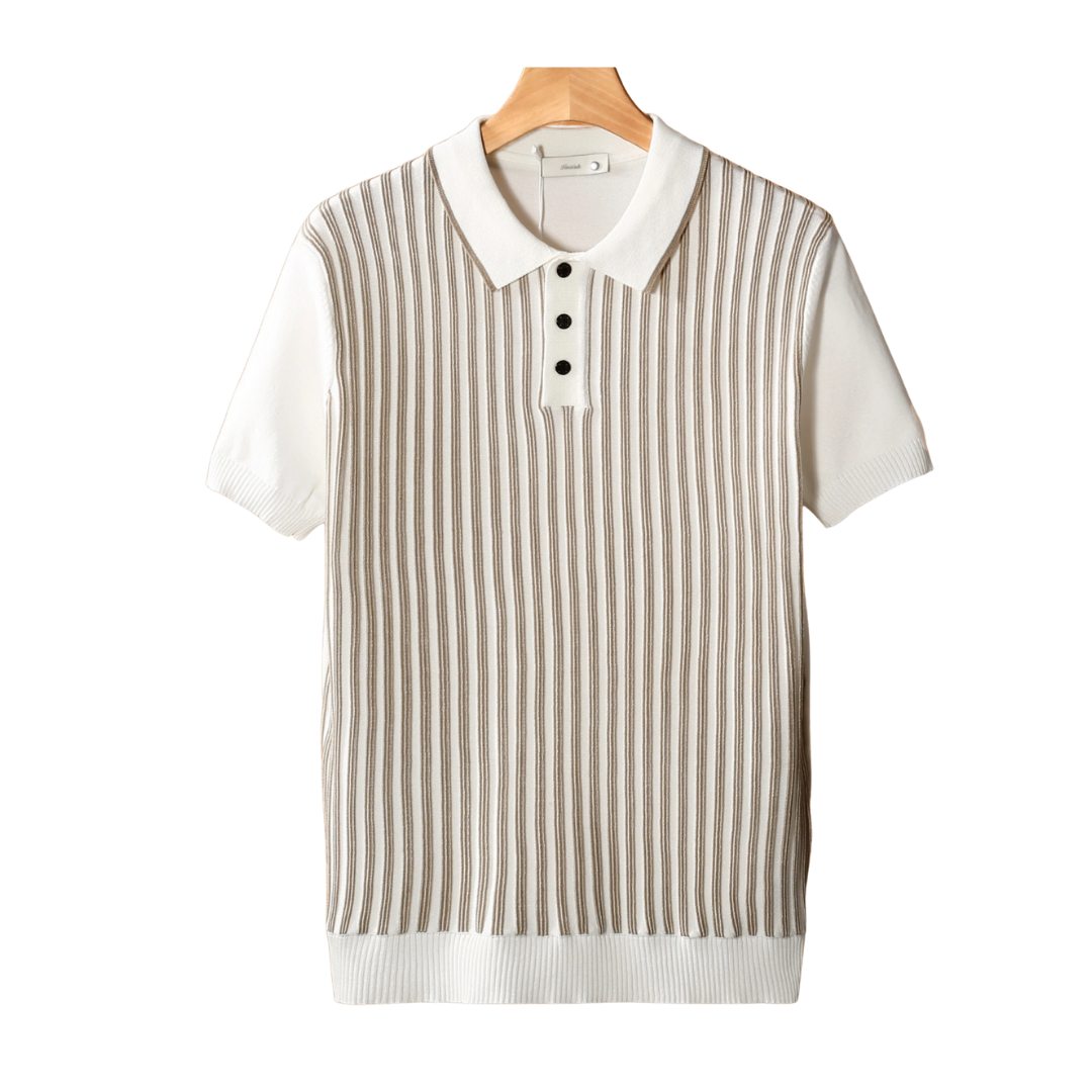 LUCAN | STRIPED POLO SHIRT - White