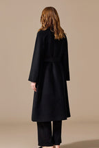 LUCASTA | BELTED LONG WRAP COAT - Black
