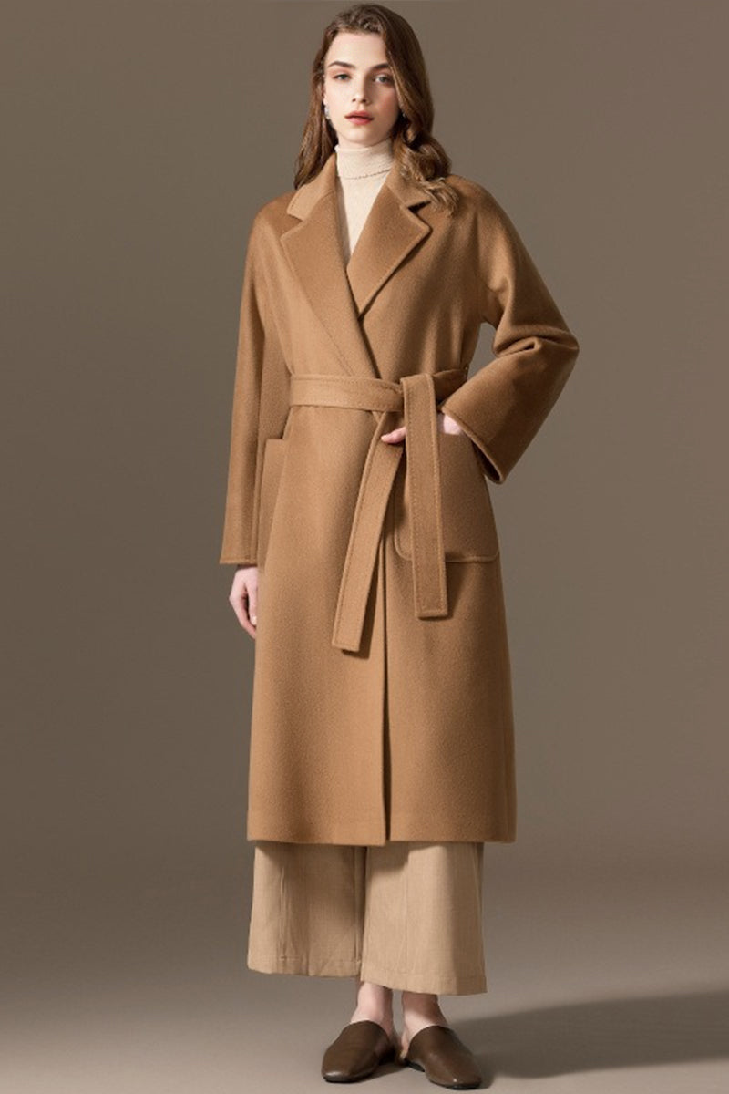 LUCASTA | BELTED LONG WRAP COAT - Camel