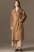 LUCASTA | BELTED LONG WRAP COAT - Camel