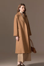 LUCASTA | BELTED LONG WRAP COAT - Camel
