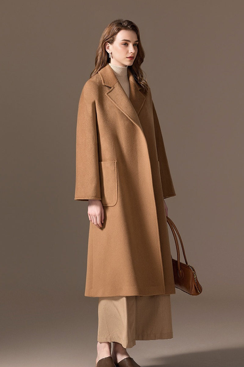LUCASTA | BELTED LONG WRAP COAT - Camel