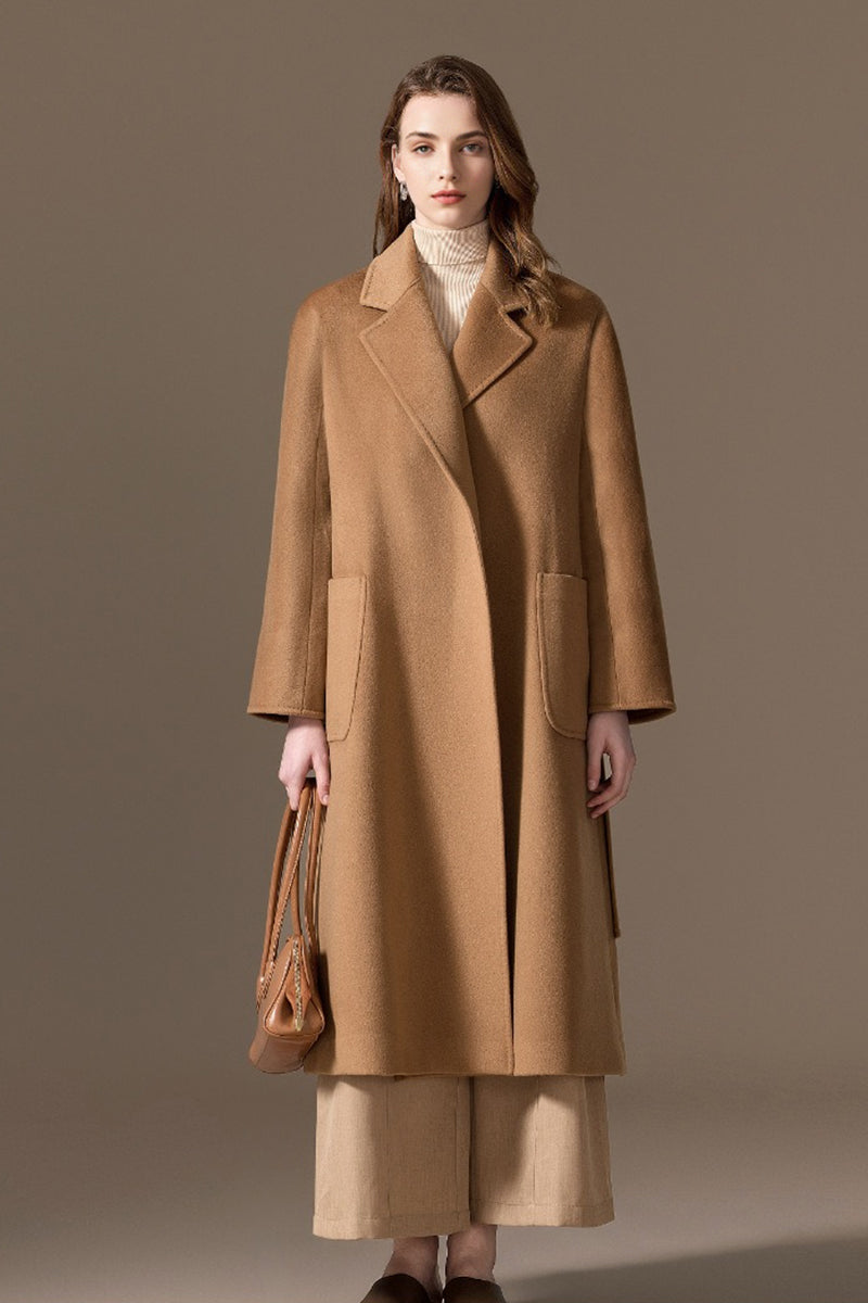 LUCASTA | BELTED LONG WRAP COAT - Camel