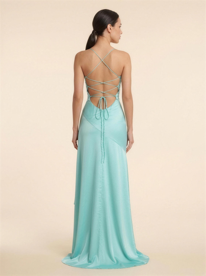 LUDMILA | COWL NECK MAXI DRESS - Turquoise