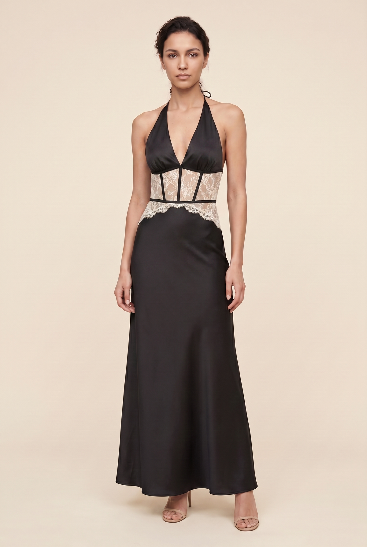 LUMEN | LACE MAXI DRESS - Black Cream